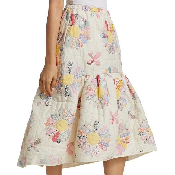 Sea New York Linden Patchwork Quilted Ruffle Hem Midi Skirt - Picture 6 of 16